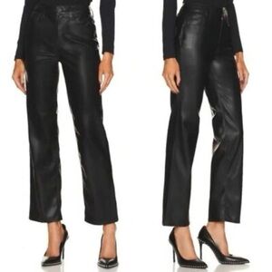 NWT Hudson Remi High Rise Straight Black Faux Leather Vegan Sz 27